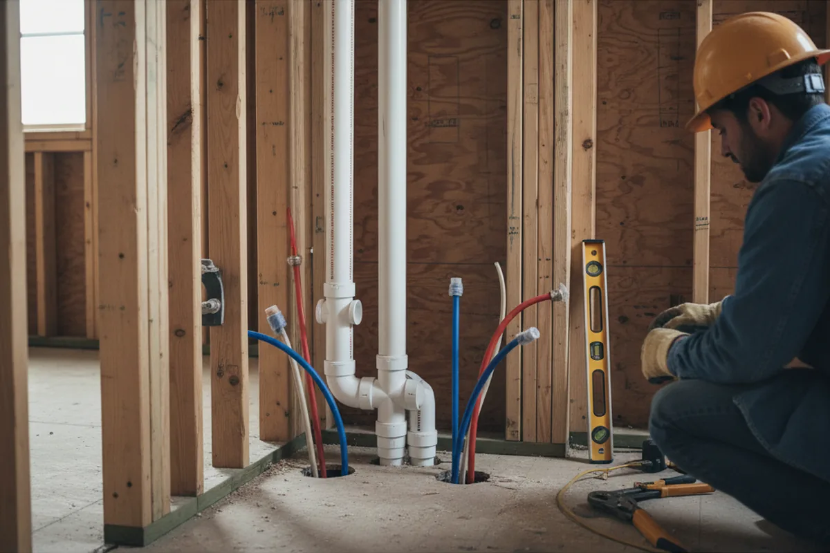 Drain and supply rough-in during Drain Cleaning in Seneca